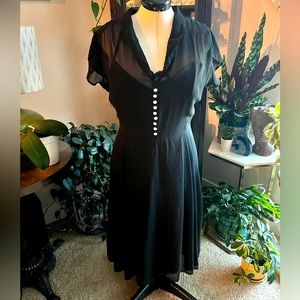 Hell Bunny Black Buttoned Fit and Flair Dress 4X (18/20)
